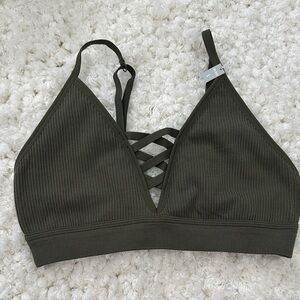 PINK Victoria's Secret Olive Ribbed Bralette